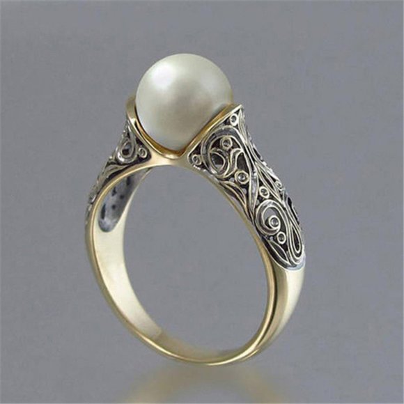 Jewelry - NEW Yellow Gold Vintage Pearl Ring